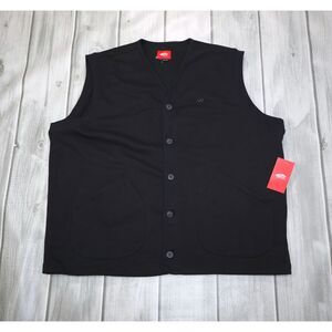 NEW Vans Off The Wall Men's Fleece Lined Button Front Vest Black Size XL Pockets